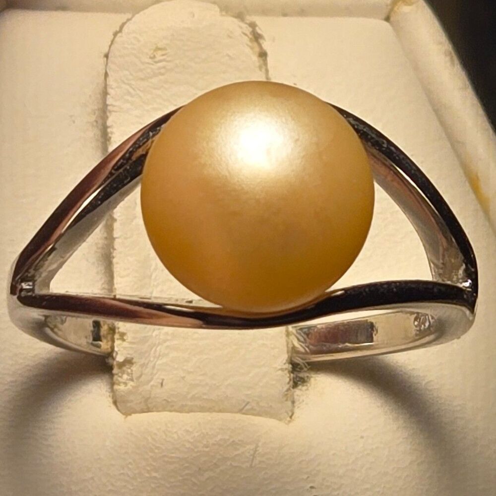 Simple Pearl Style Vintage Sterling Silver Ring Sz 8